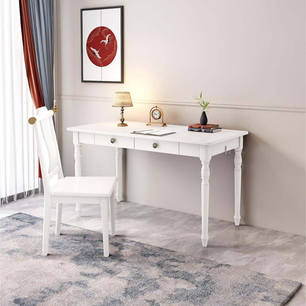 Solid Wood Writing Desk with Chair