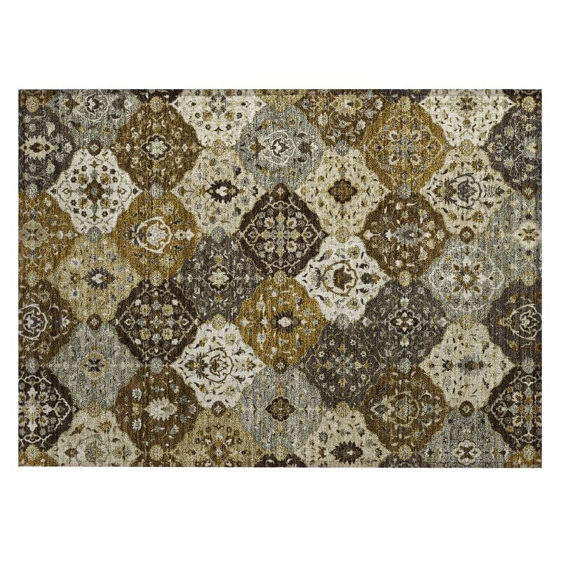 Machine Washable Indoor/ Outdoor Traditional Panel Chantille Rug