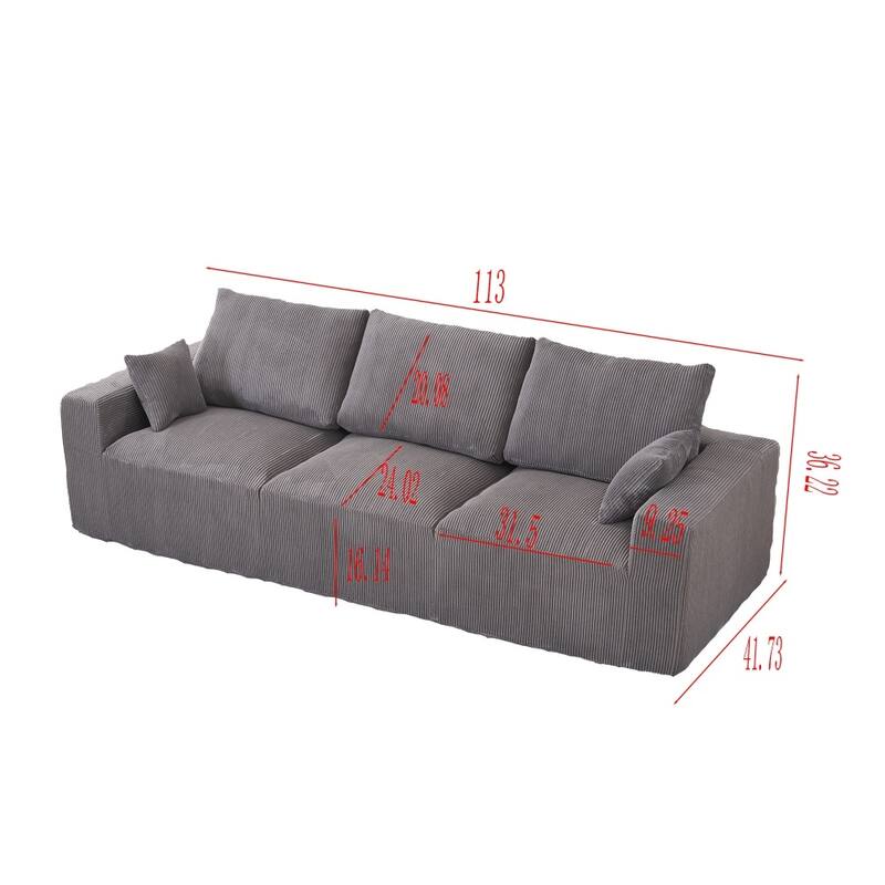Unique 5 Seat Wood Frame Modular Sectional Sofa with 2 Pillows and 2 Ottomans