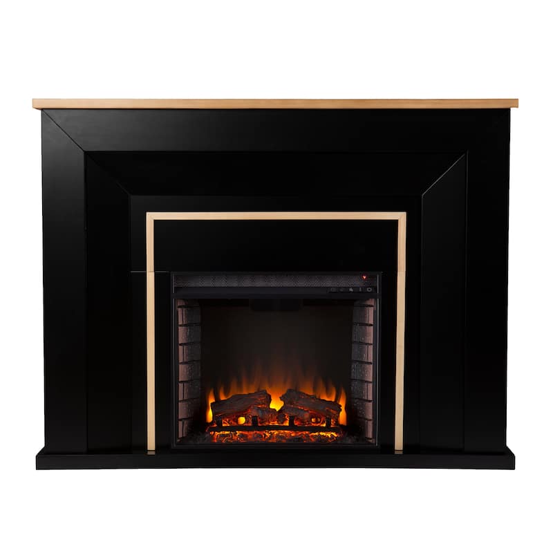 SEI Furniture Cantara Industrial Black Wood Electric Fireplace