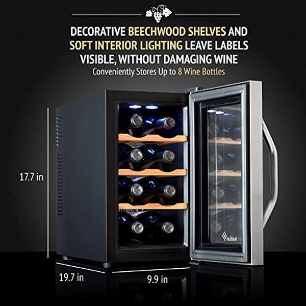 Shop Ivation 8 Bottle Red And White Winethermoelectric Wine Cooler Chiller Overstock 22889513