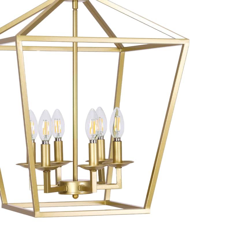 6 - Matte Black/ Gold Light Pendant - 16"x16"x24"