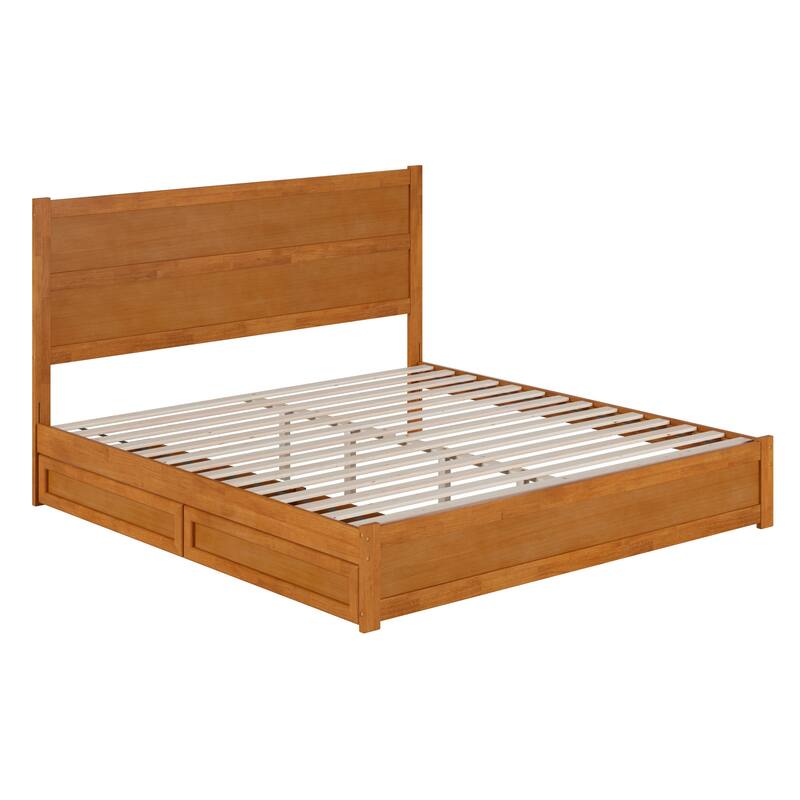 Aveline Wood Platform Bed with Matching Footboard & Storage Drawers
