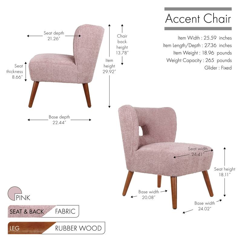 Porthos Home Hayle Sherpa Fabric Slipper Accent Chair with Rubberwood Legs