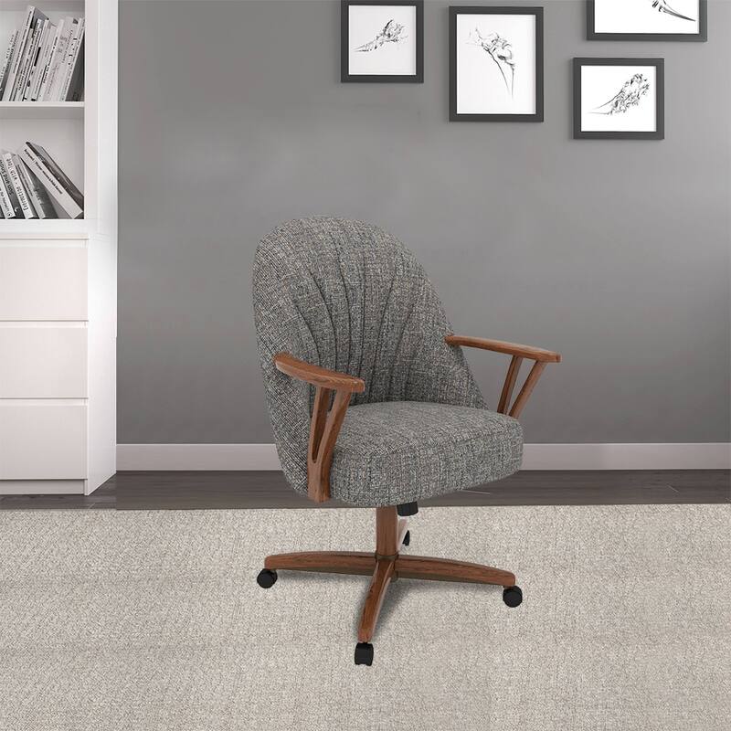 Chromcraft Cliff Caster Dining Chair Walnut Finish - Single - Walnut - Short - 16-22 in.