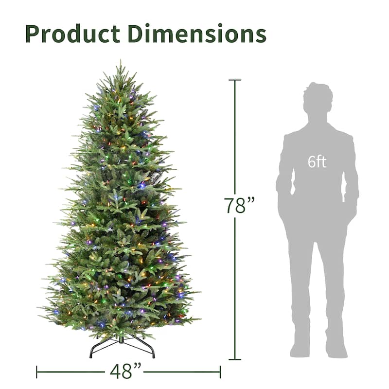 Puleo International 6.5' Pre-Lit Artificial Fraser Fir Slim Tree with 600 Dual-Color LED Lights