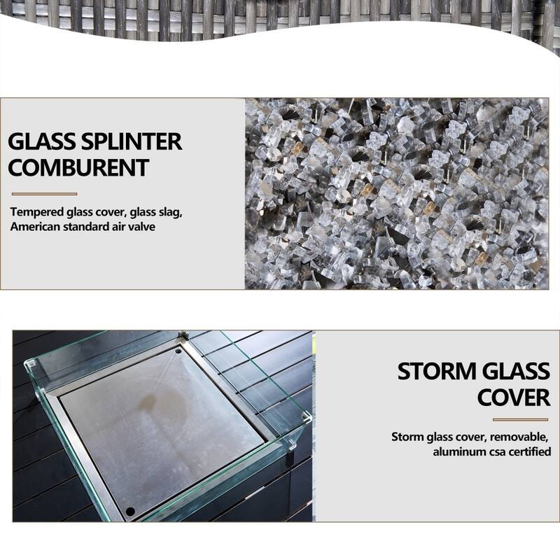 Modern 9-piece Aluminum Round Fire Pit Table Set with 8 Chairs for Patio