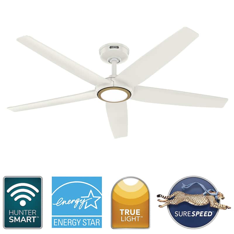 Hunter ZenTech Indoor / Outdoor 5-Blade Smart Ceiling Fan w/ LED Light and Handheld Remote.