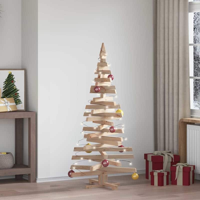 vidaXL Christmas Trees with Stand Natural/Brown Solid pine wood - Natural (unfinished) 59.1 - 5 Foot