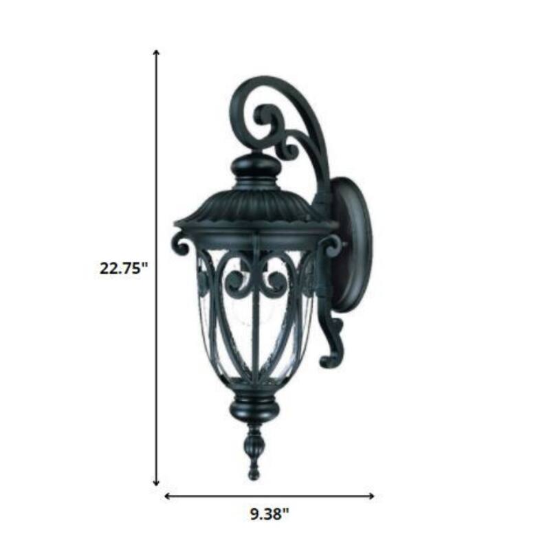 Aluminum Outdoor Wall Light with Seeded Glass Dimmable LED - 11.63” x 9.38” x 22.75” (D x W x H)