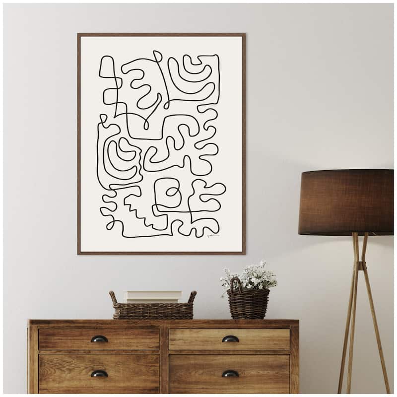 Kate and Laurel Connected Lines by Gabrielly Guedes Framed Canvas Wall Art Print