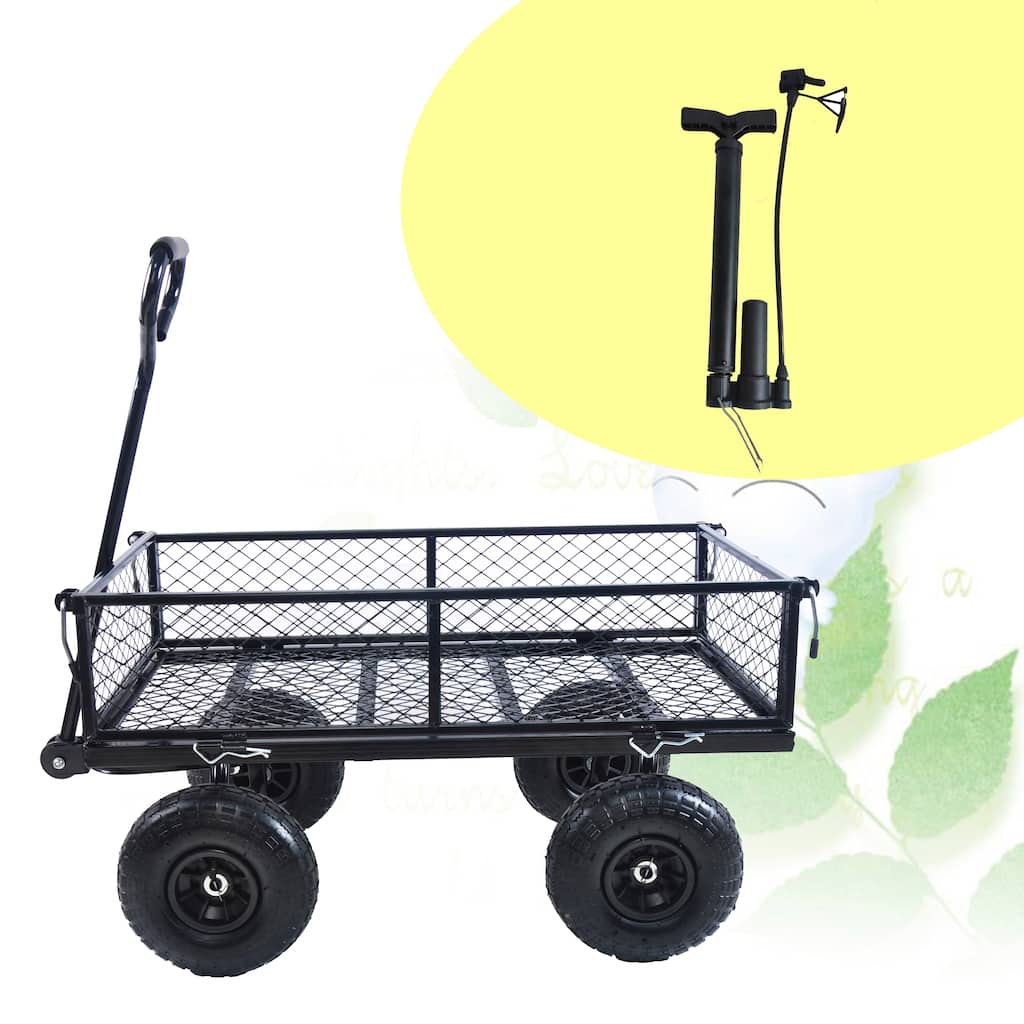 Heavy-Duty Garden Utility Wagon Cart - Firewood & Yard Debris Hauler