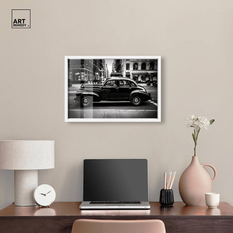 Vintage Car in New York Shadowbox by Art Remedy