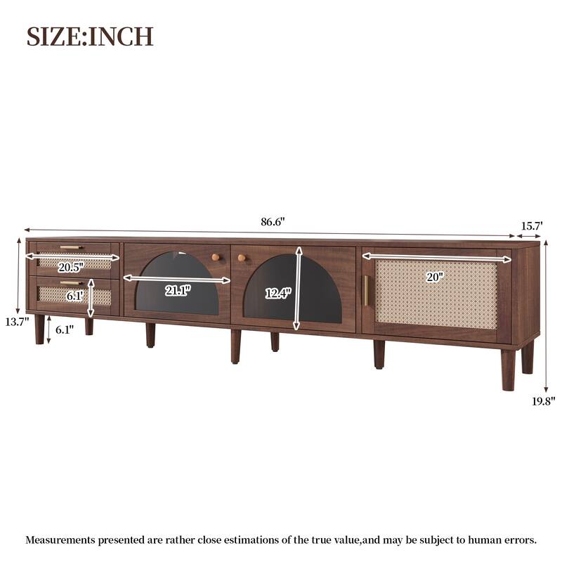 Entertainment Center with App Controlled LED Lights, 2 Drawers & Glass Door Storage