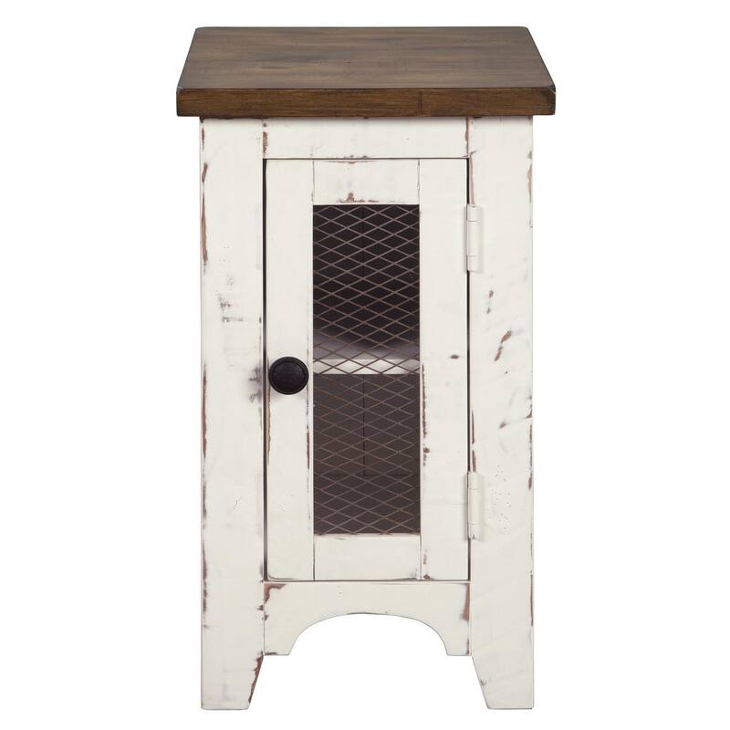 17 in. White and Brown Rectangle Wood End Table, Sturdy Build End Side Table for Living Rooms