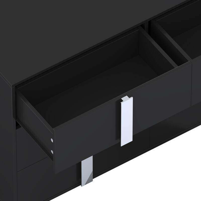 Elegant Modern Dresser with Metal Handle,Mirrored Storage Cabinet with 6 Drawers for Bedroom,Living Room