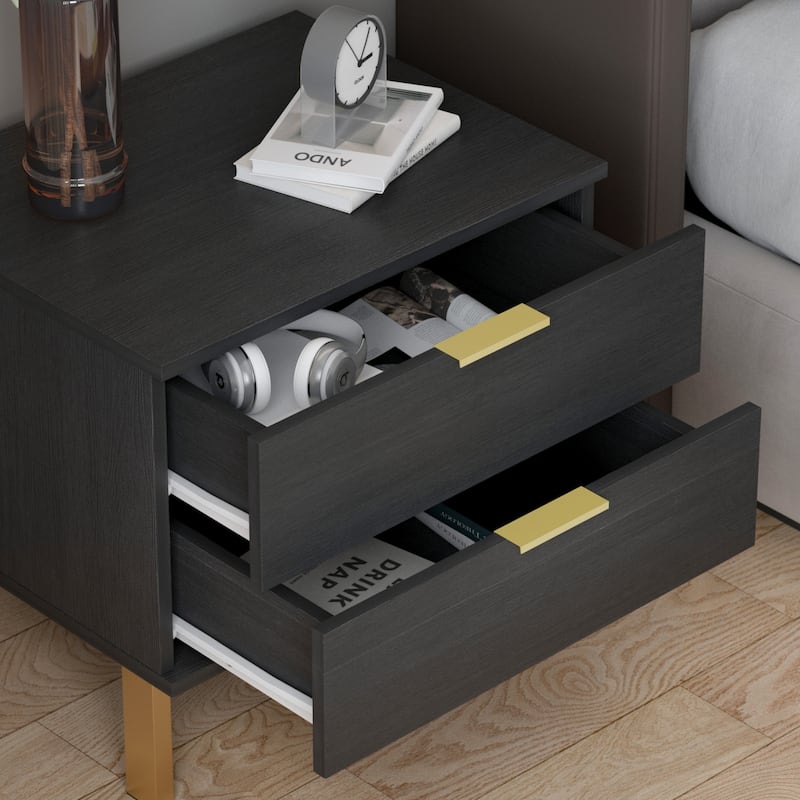 Timechee 17.9'' Tall 2 - Drawer Nightstand Metal Legs(1 Piece)