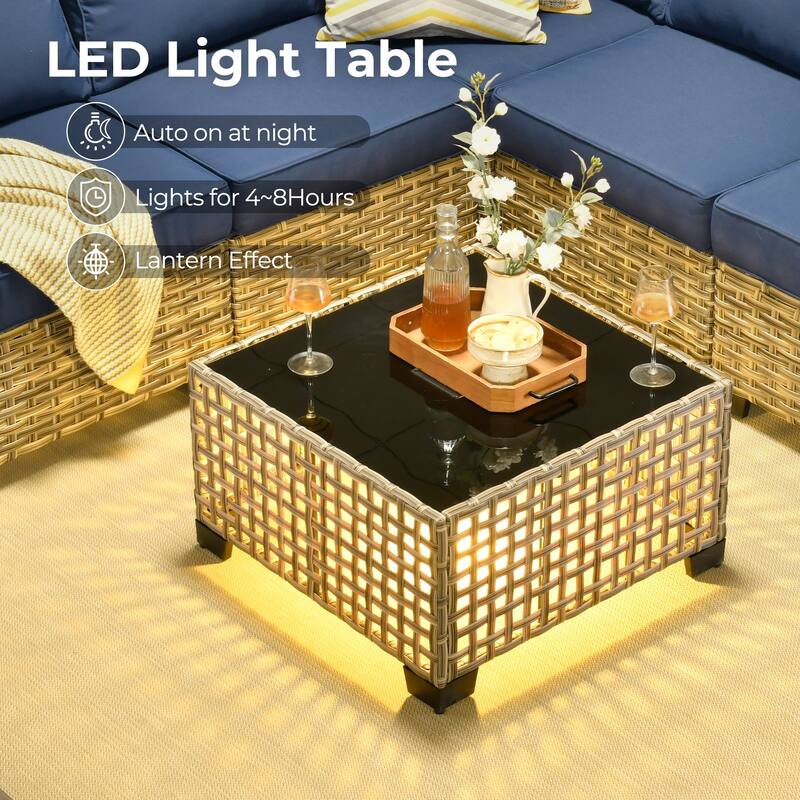 HOOOWOOO 6-piece Patio Furniture Conversation Set with Coffee Table