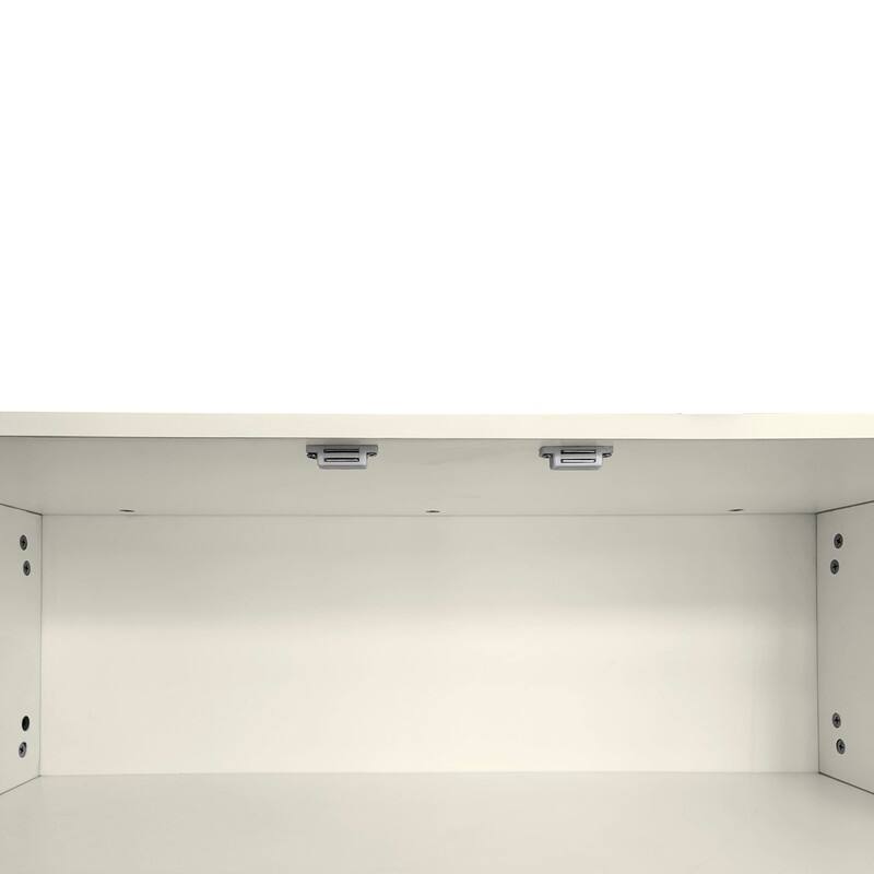 Modern Shoe Storage Bench with Storage Cabinet and Upholstered Cushions, Entryway Bench with Open Compartment for Living Room