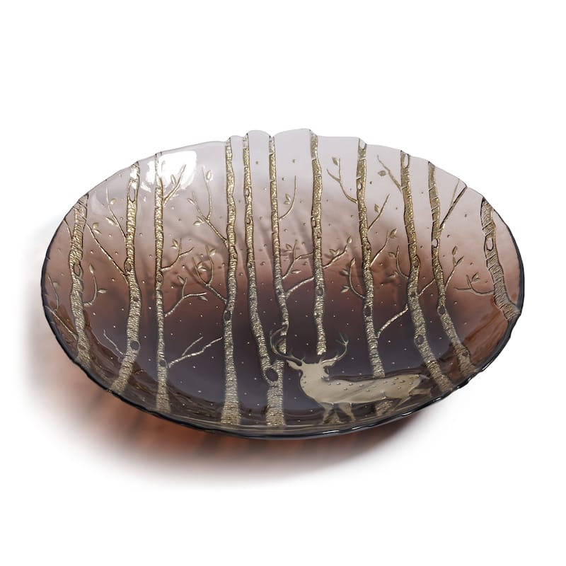 Wilderness Large Glass Serving Bowls, Set of 4 - Family Style Serving Bowls - Taupe