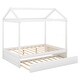 preview thumbnail 7 of 7, Full Size House Bed with Trundle, Solid Wood Frame, and Support Legs - Compact Canopy Bed for Children