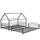 preview thumbnail 8 of 30, Twin Over Twin Kids Metal House Bunk Bed With Slide
