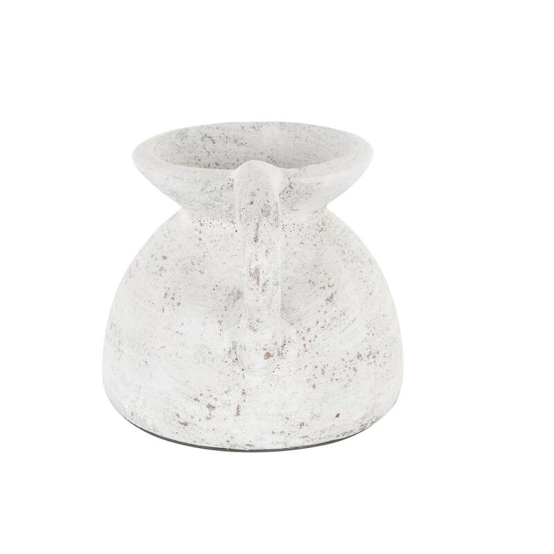Ceramic Antique Style Textured Pot Decorative Vase with Handle - Cream - Roche River Decor