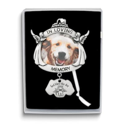 Curata In Loving Memory Dog Angel Memorial Silver-Tone 2 Inch Photo Ornament
