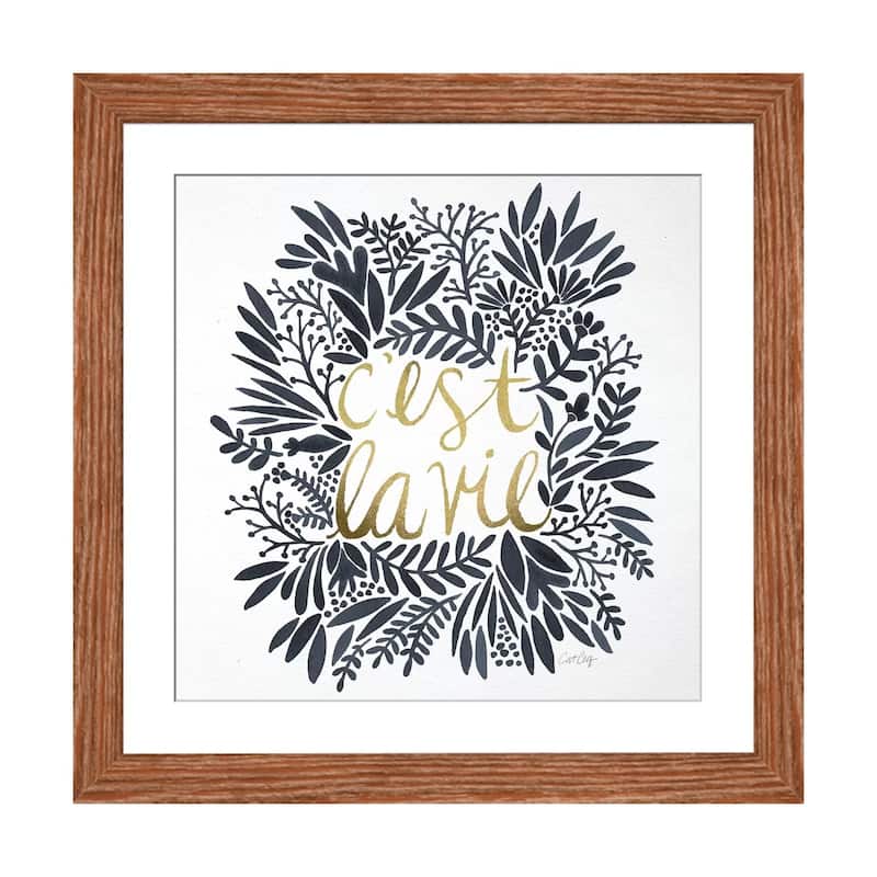 iCanvas "C'est La Vie Grey" by Cat Coquillette - Walnut - 24x24x1