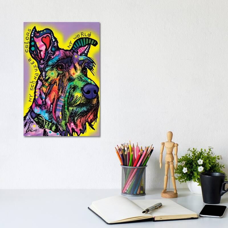 iCanvas "My Schnauzer" by Dean Russo Canvas Print - 12x8x0.75