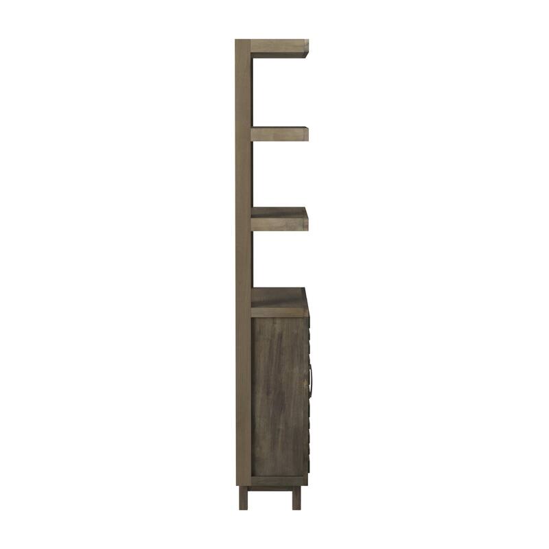 Bridgevine Home Avondale 78 Inch High Bookshelf Pier, No Assembly Required, Charcoal-Brown Finish