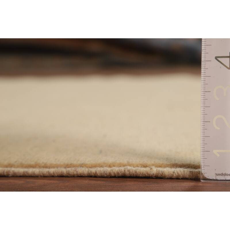 Gabbeh Modern Rug Solid Beige Hand-Knotted Wool Carpet - 5'3"x 6'6"