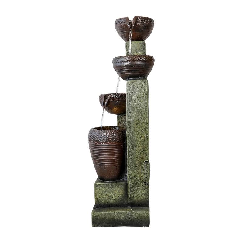 40" H Outdoor Modern Fountain Floor Waterfall Feature for Patio