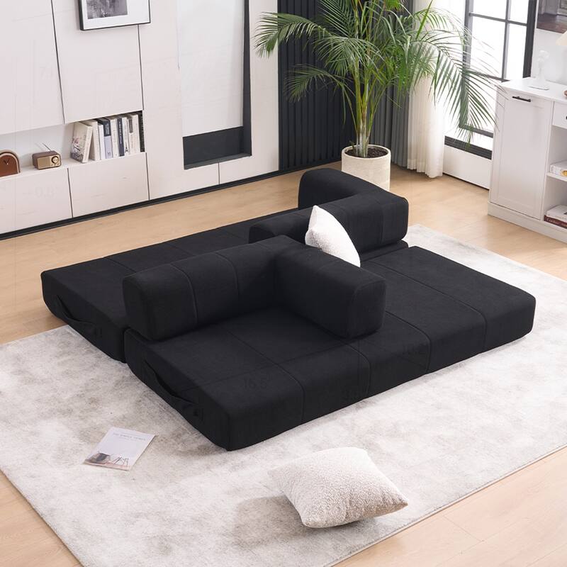 Versatile Convertible Sofa Bed with Plush Pillows for Any Living Space