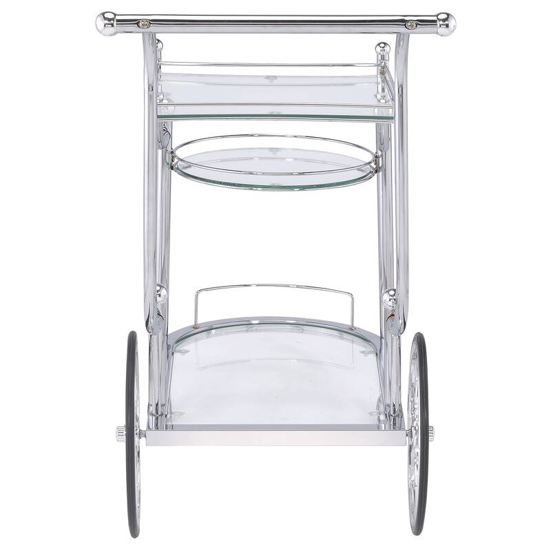 Sarandon Chrome 3-tier Glass Shelf Metal Bar Cart