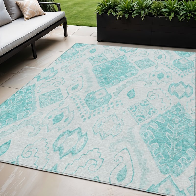HomeRoots Moroccan Transitional Rectangle Outdoor Rug - 5' X 8'