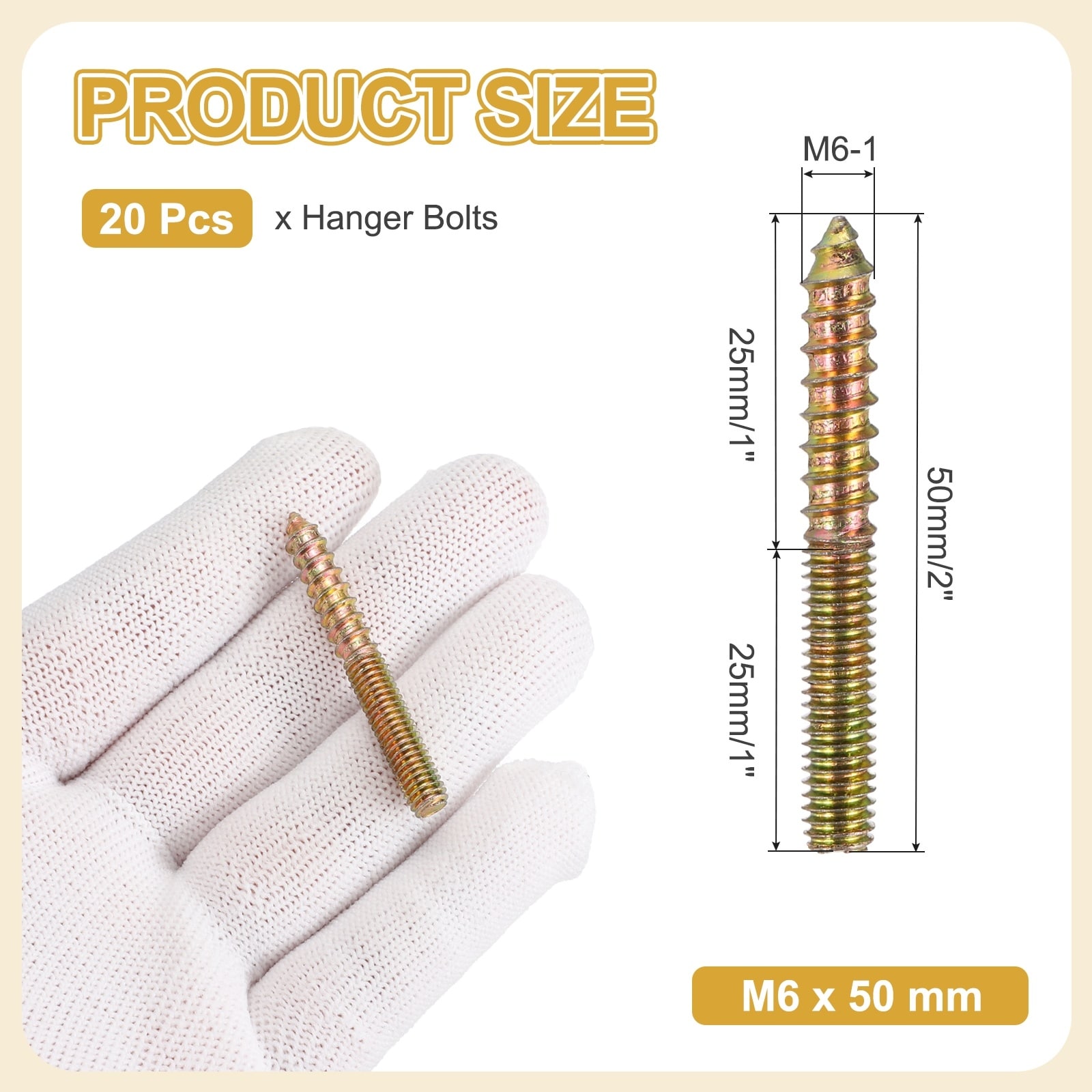 Hanger Bolts, Carbon Steel Double Headed Self-Tapping Wood Dowel Screws for Wood Joint Furniture Legs
