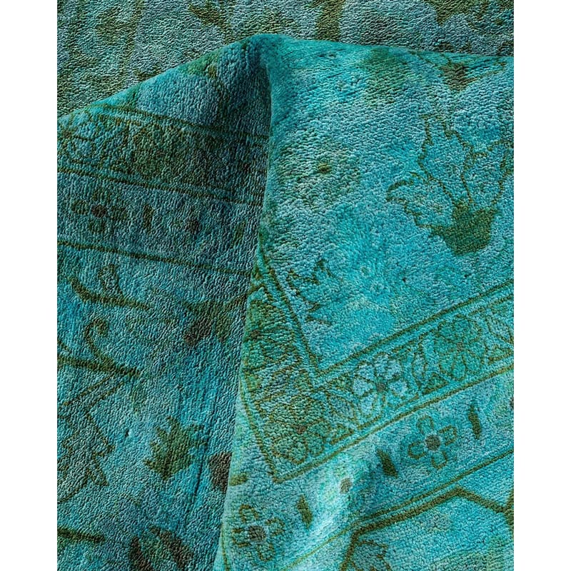 Overdyed, One-of-a-Kind Hand-Knotted Area Rug - Blue - 9' 1" x 12' 3"