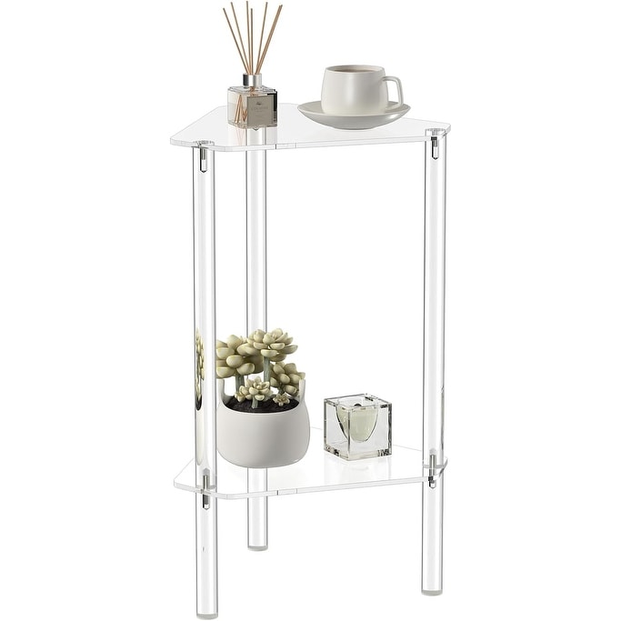 Acrylic Triangle End Table for Small Spaces, Corner Side Table, Easy Assembly