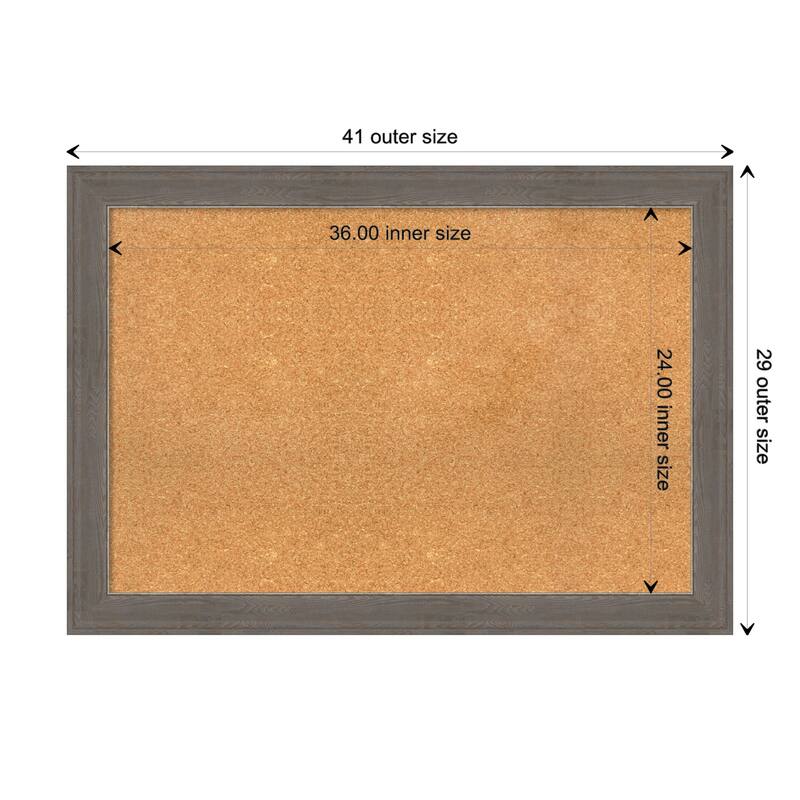 Alta Brown Grey Framed Natural Corkboard Bulletin Board, Organization Board, Pin Board - Board Size 36x24