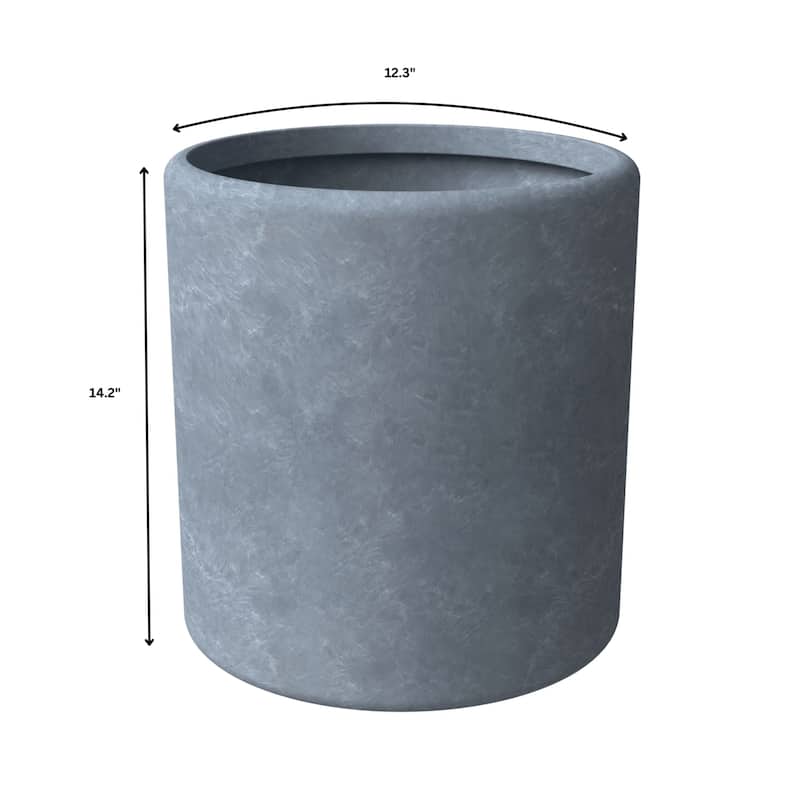 Tundra Round Modern Fiberstone and MGO Clay Planter With Drainage Holes for Indoor Outdoor Home Office Patio Porch Garden Yard