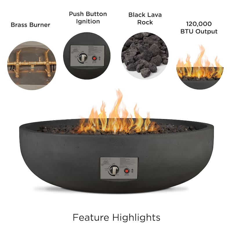 Bryce 48" Natural Gas Fire Bowl Made in the USA by Real Flame