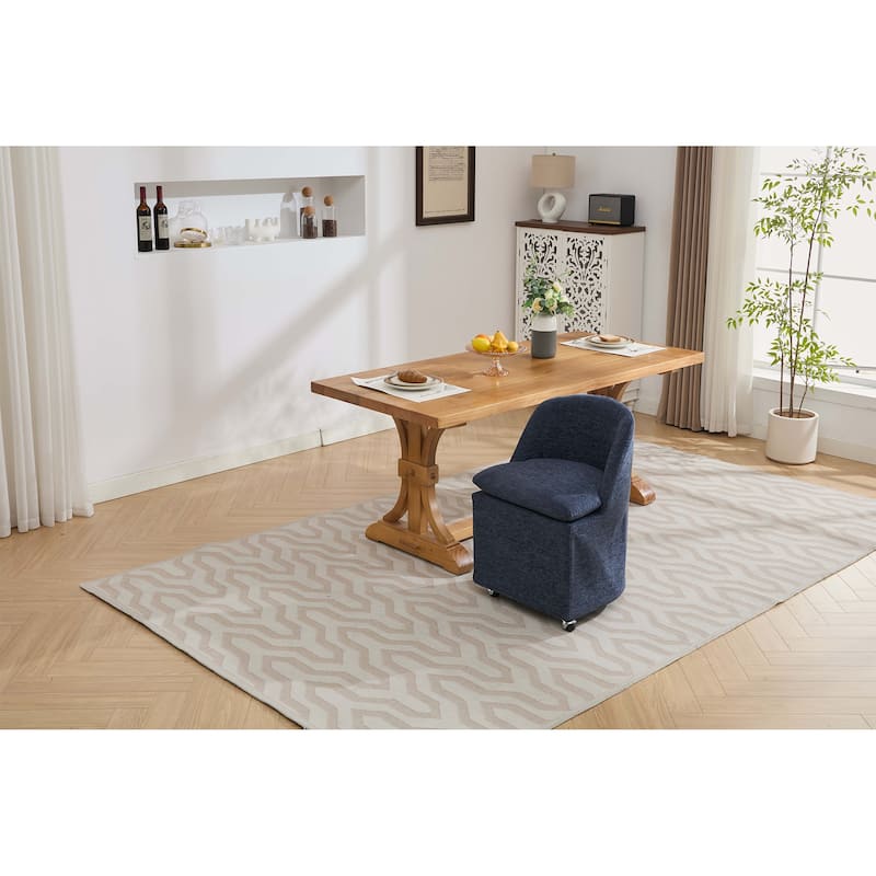 Set of 2 Chenille Fabric Dining Chairs