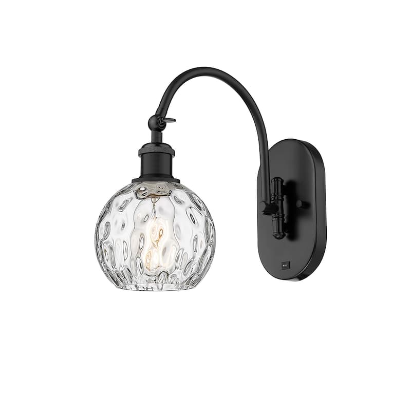 Innovations Lighting 518-1W-12-6 Athens Sconce Athens 12" Tall Wall - Matte Black / Clear Water Glass