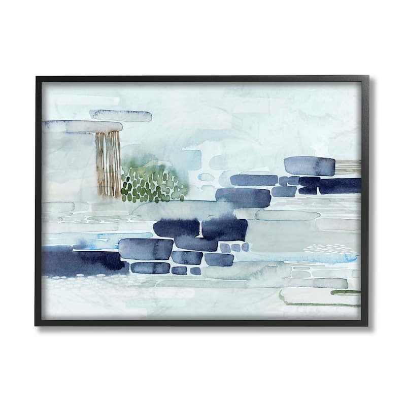 Stupell Modern Abstract Coastal Landscape Organic Blocks Framed Giclee Texturized Art by Grace Popp