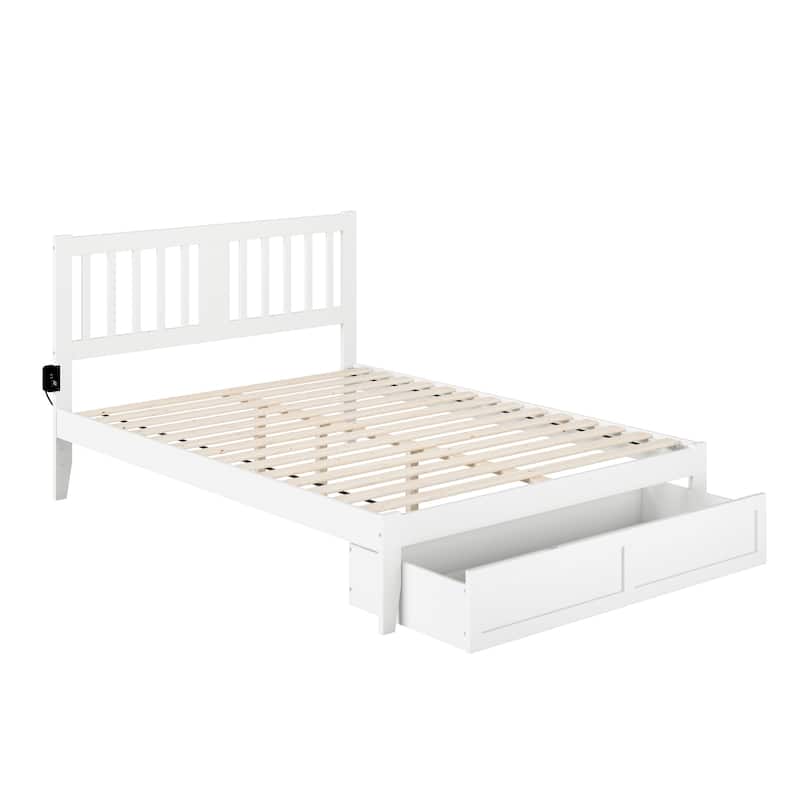 Bed with Foot Drawer & USB Charger - Grey - 80x60x38 - Storage Bed