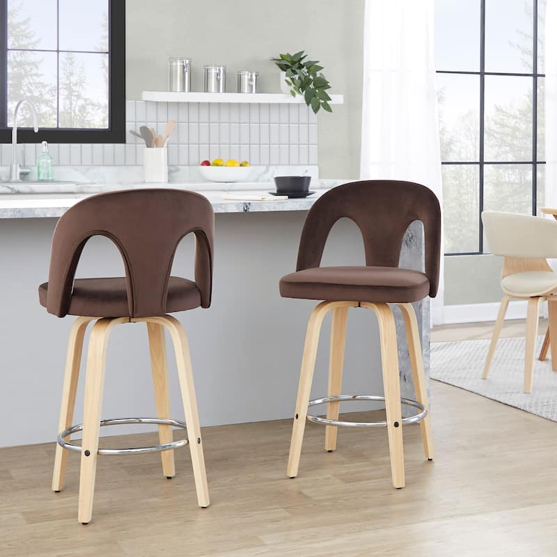 Ava Upholstered 26" Fixed-Height Counter Stool - Set of 2