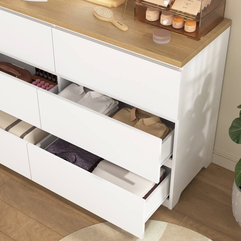 6 Drawer Dresser, Multi-Functional Wooden Storage Cabinet, Clothes Organizer with 6 Drawers for Bedroom, Hallway