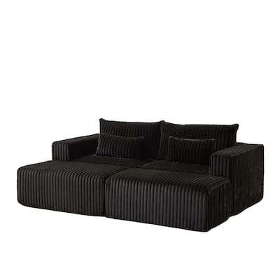 87'' Oversized Corduroy Chaise Lounge with Removable Ottoman Bench, Modular Sleeper Sofa Couch