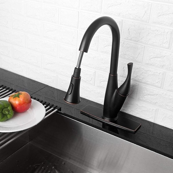 Pull Down Single Handle Kitchen Faucet With Side Spray On Sale Overstock 31600567